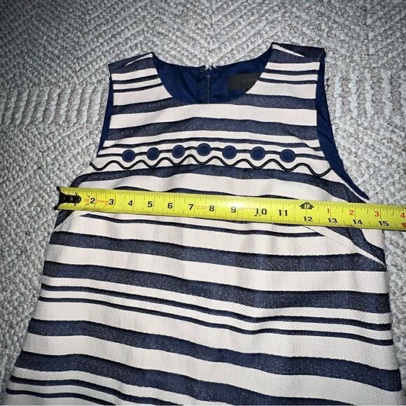 J Crew Cotton Blend Striped Scalloped Dress - Sz 2 - Picture 14 of 16
